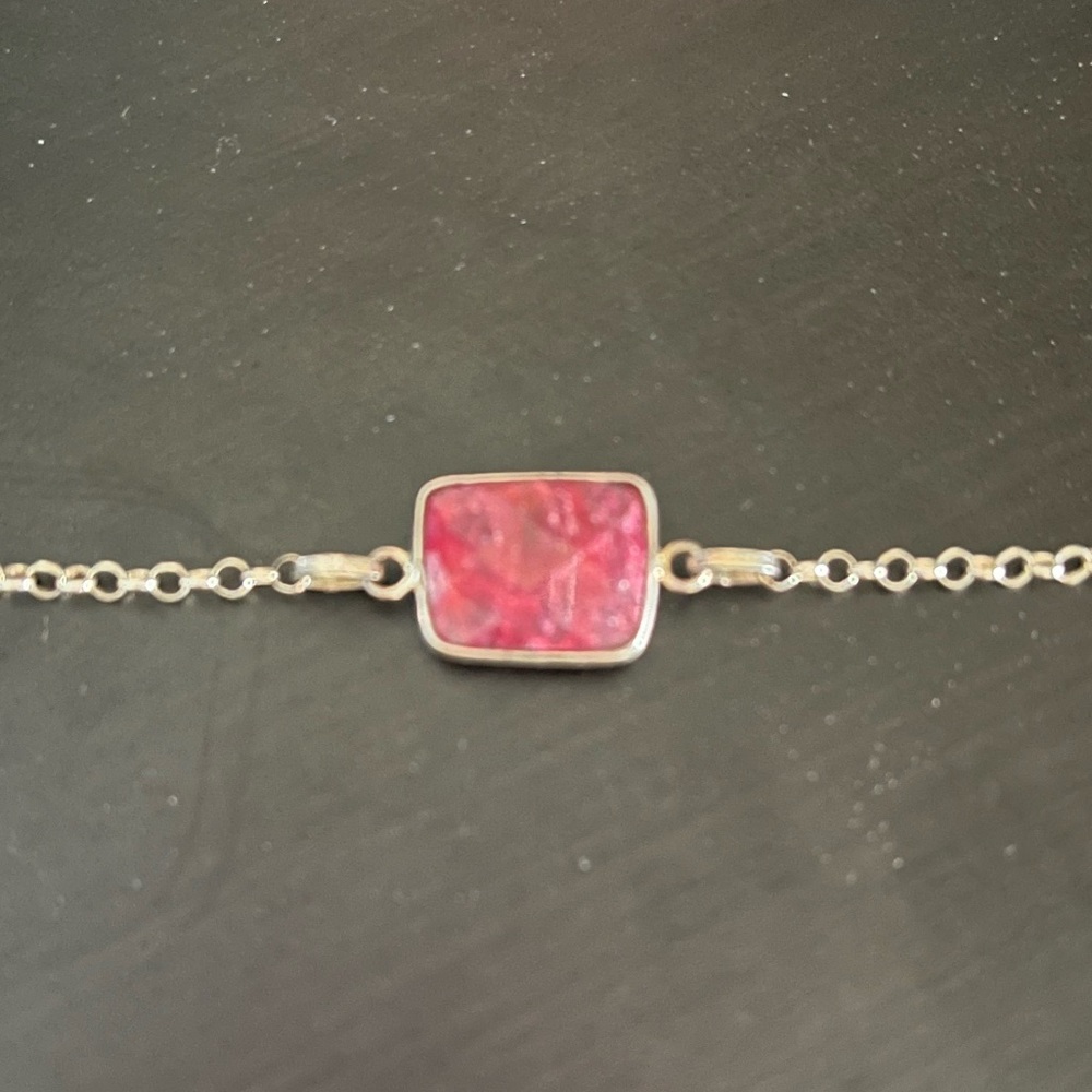 Uncut Ruby Sterling Silver Bracelet - image 1